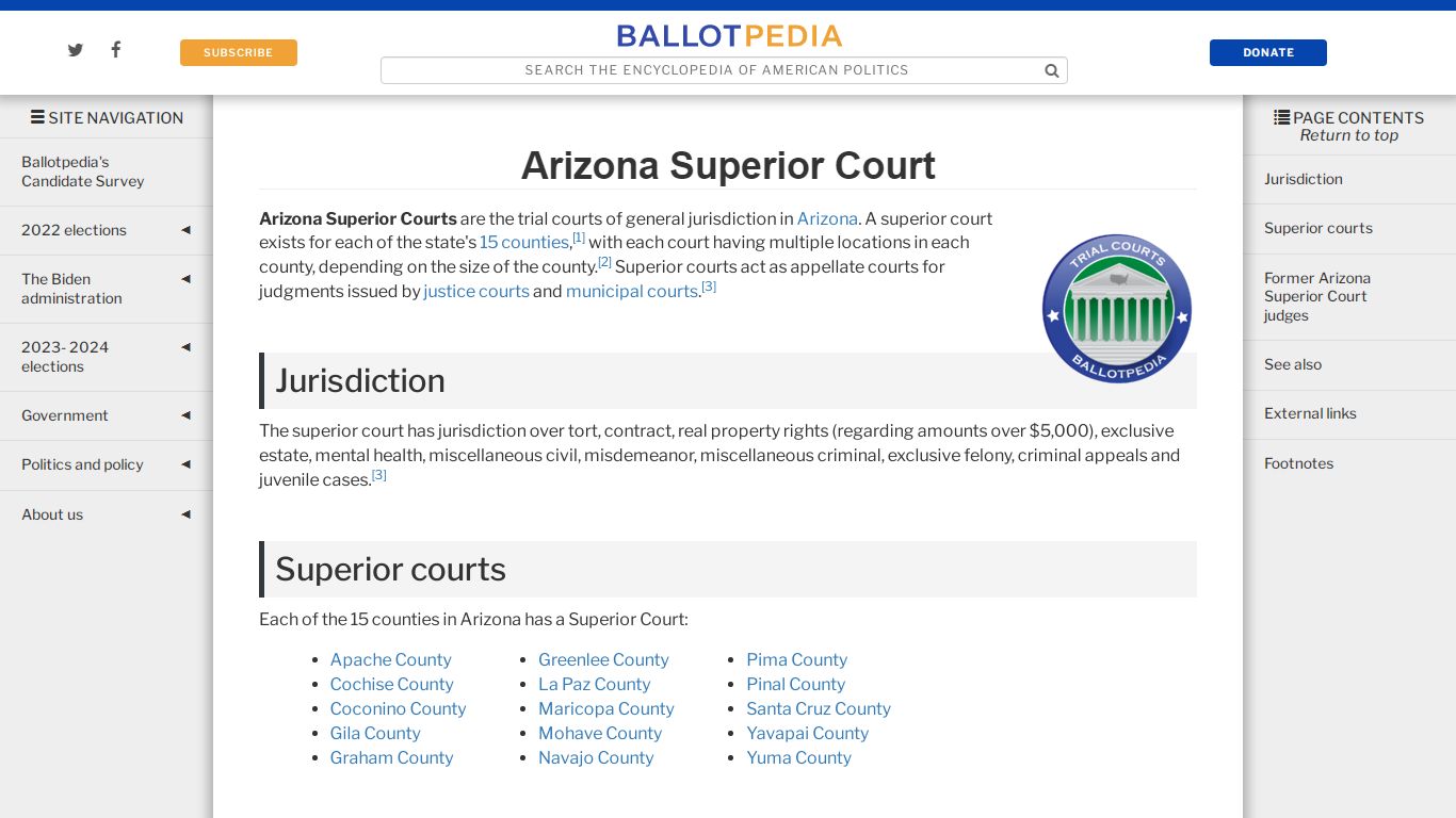 Arizona Superior Court - Ballotpedia